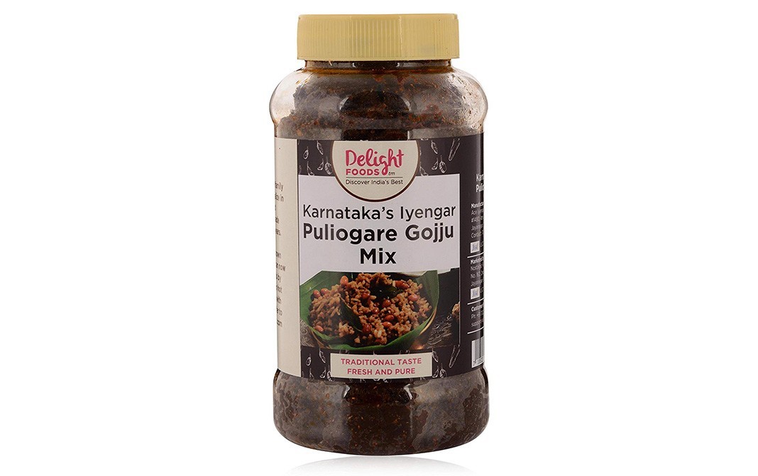 Delight Foods Karnataka's Iyengar Puliogare Gojju Mix   Glass Jar  500 grams